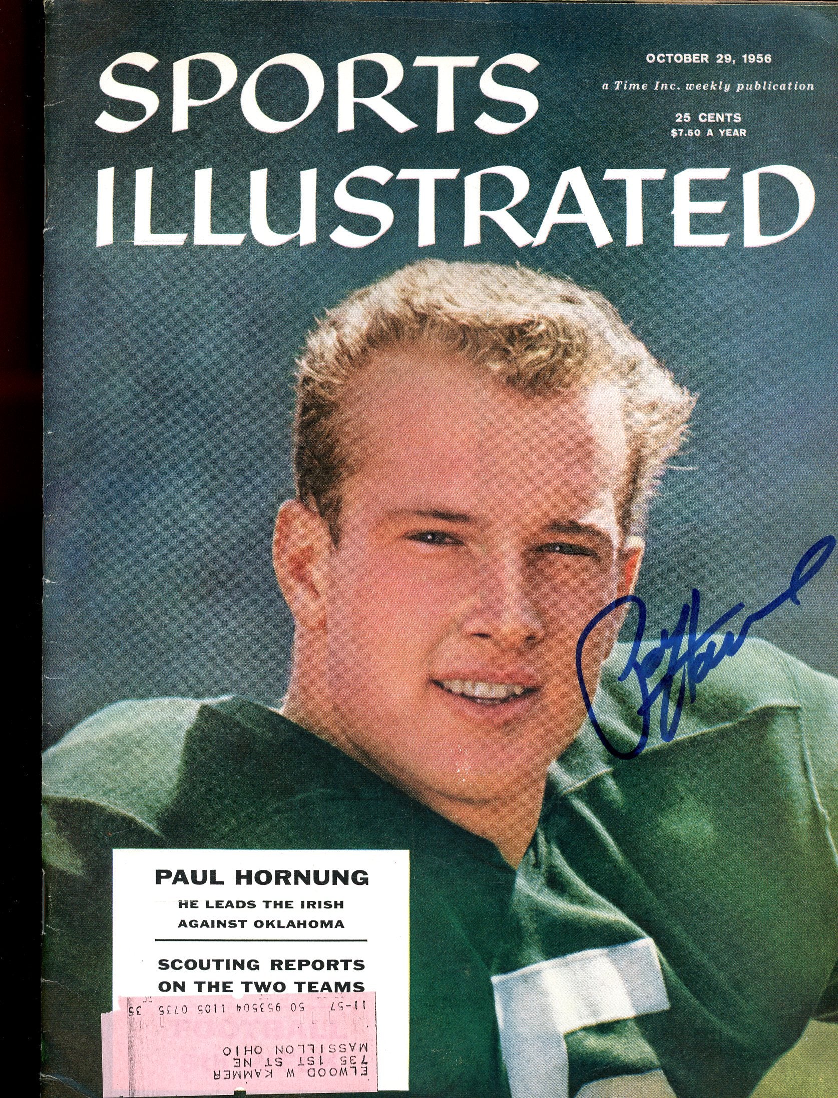 Paul Hornung Notre Dame Signed Auto 1956 Sports Illustrated JSA Authentic Image 1