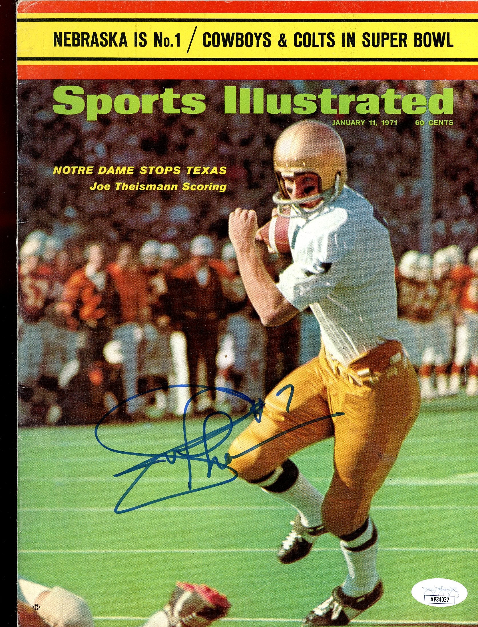 Joe Theismann Notre Dame Autographed 1971 Sports Illustrated JSA Authentic Image 1