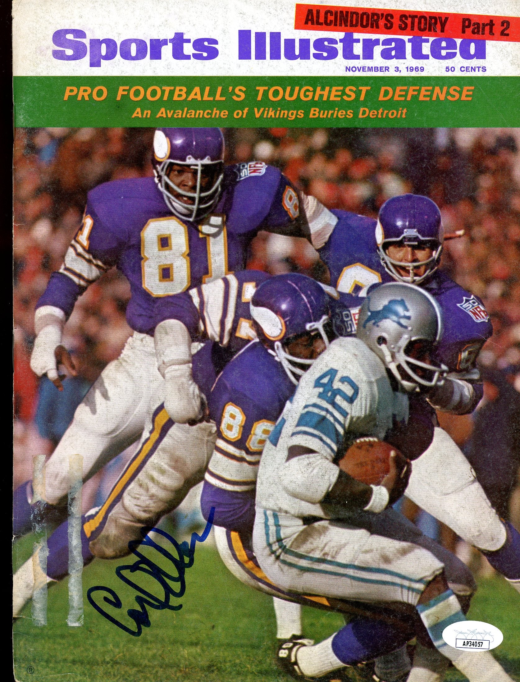 Carl Eller Vikings Autographed Signed 1969 Sports Illustrated JSA Authentic Image 1