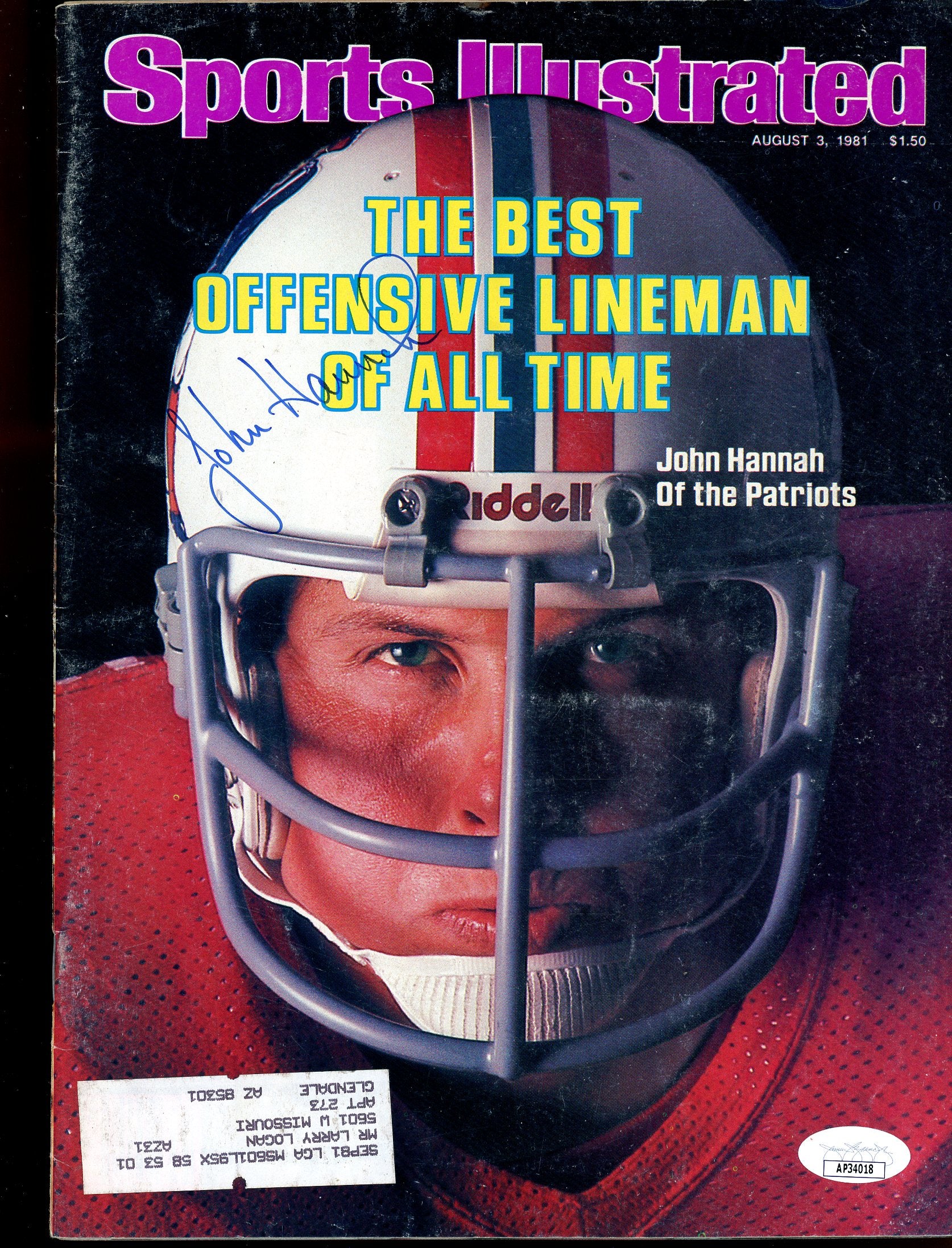 John Hannah Patriots Auto Signed 1981 Sports Illustrated JSA Authentic Image 1