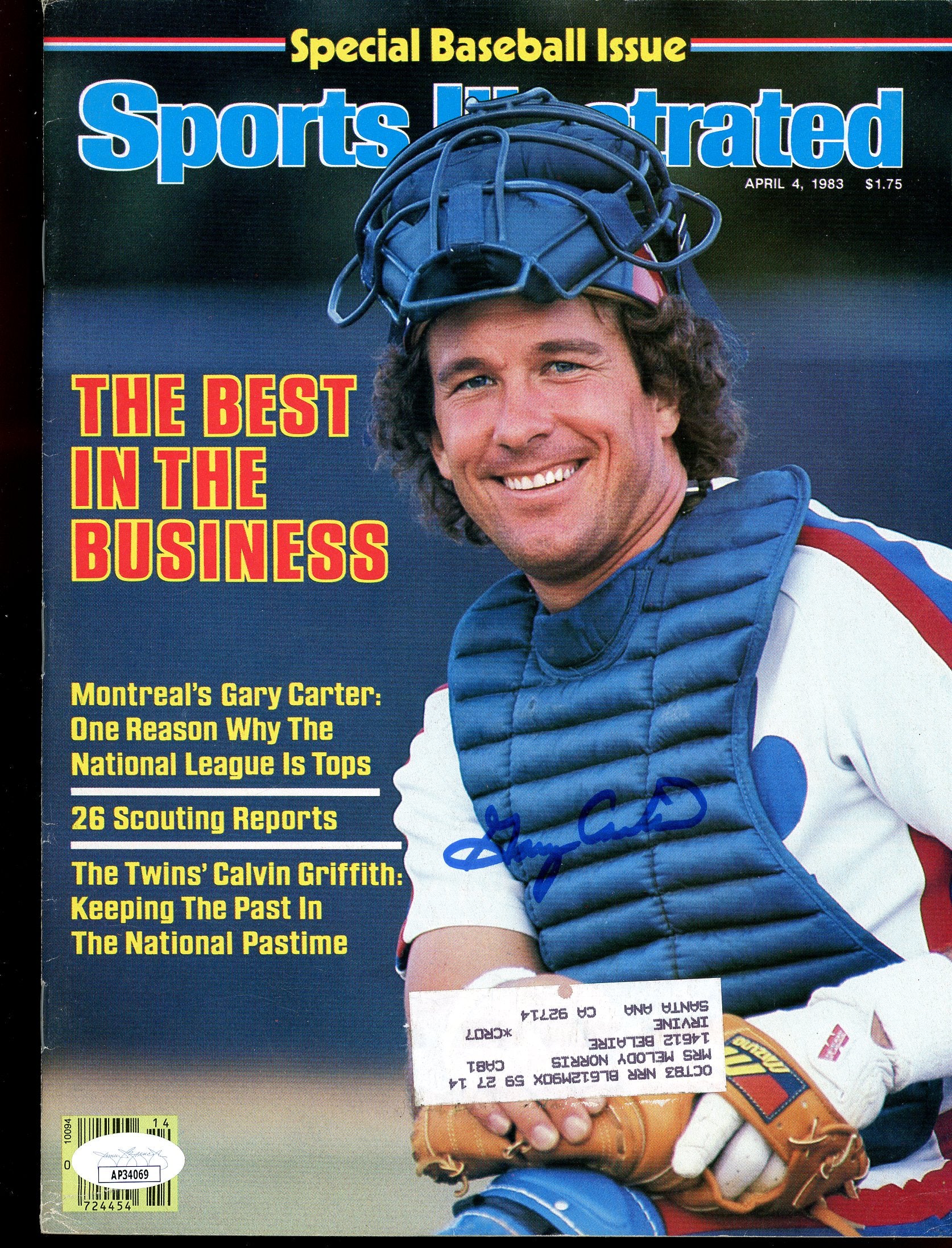 Gary Carter Expos Autographed Signed 1983 Sports Illustrated JSA Authentic Image 1