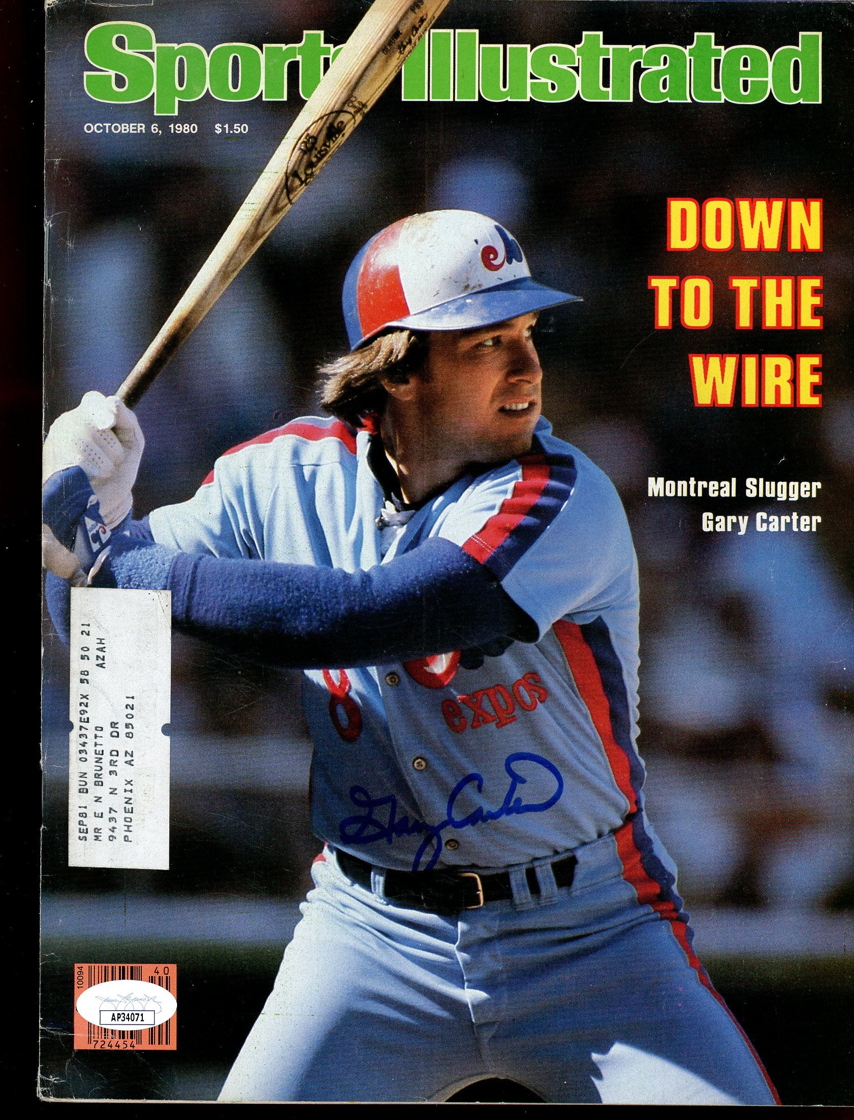 Gary Carter Expos Autographed Signed 1980 Sports Illustrated JSA Authentic Image 1