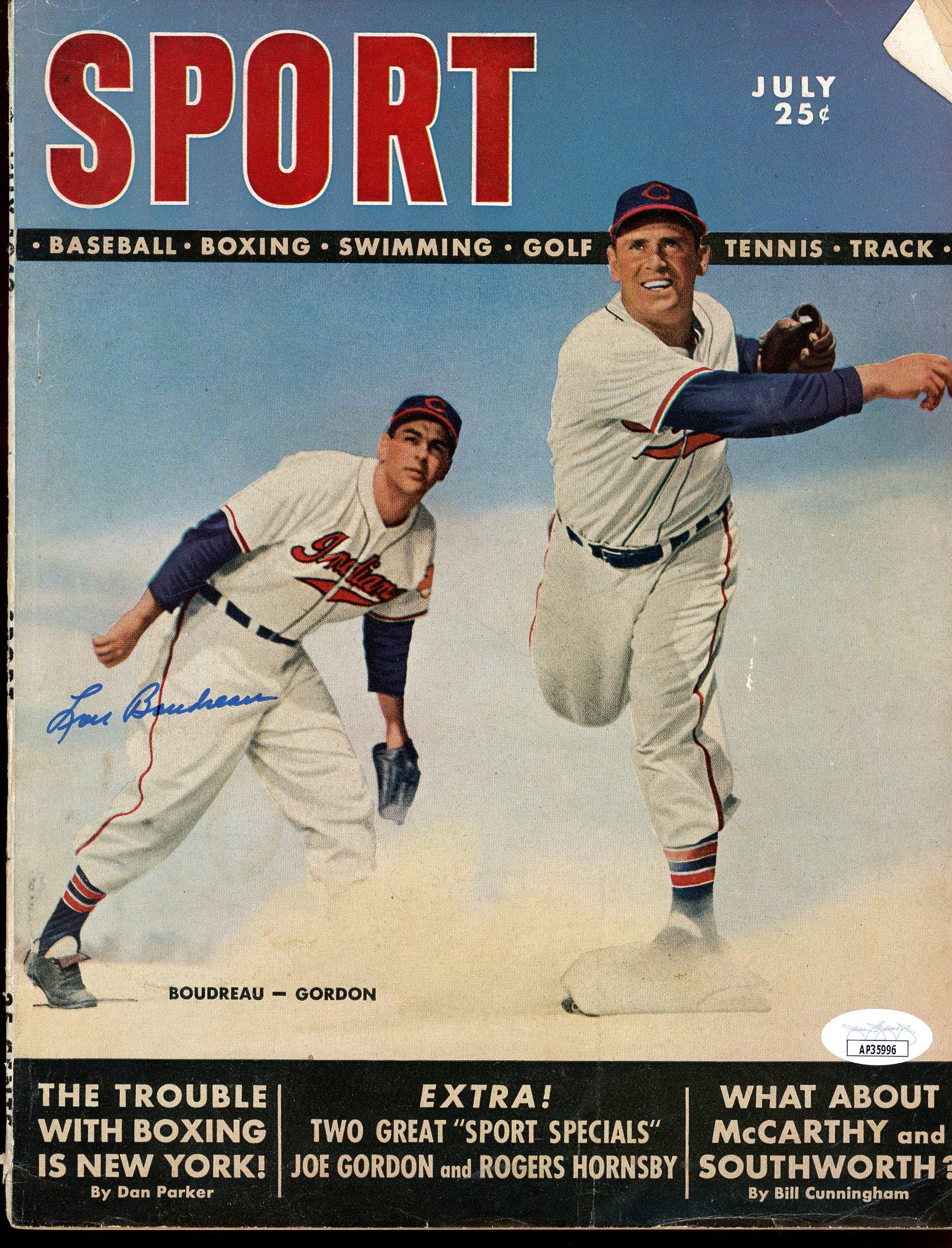 Lou Boudreau Indians Autographed Signed 1949 SPORT Magazine JSA Authentic Image 1