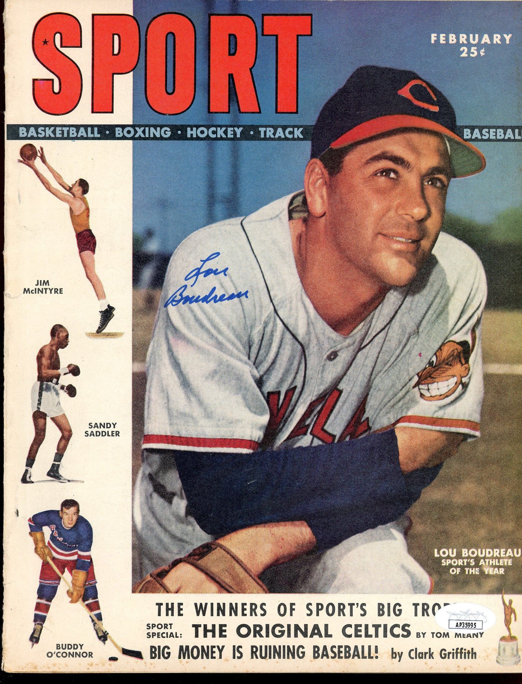 Lou Boudreau Indians 1949 Signed Autographed SPORT Magazine JSA Authentic Image 1