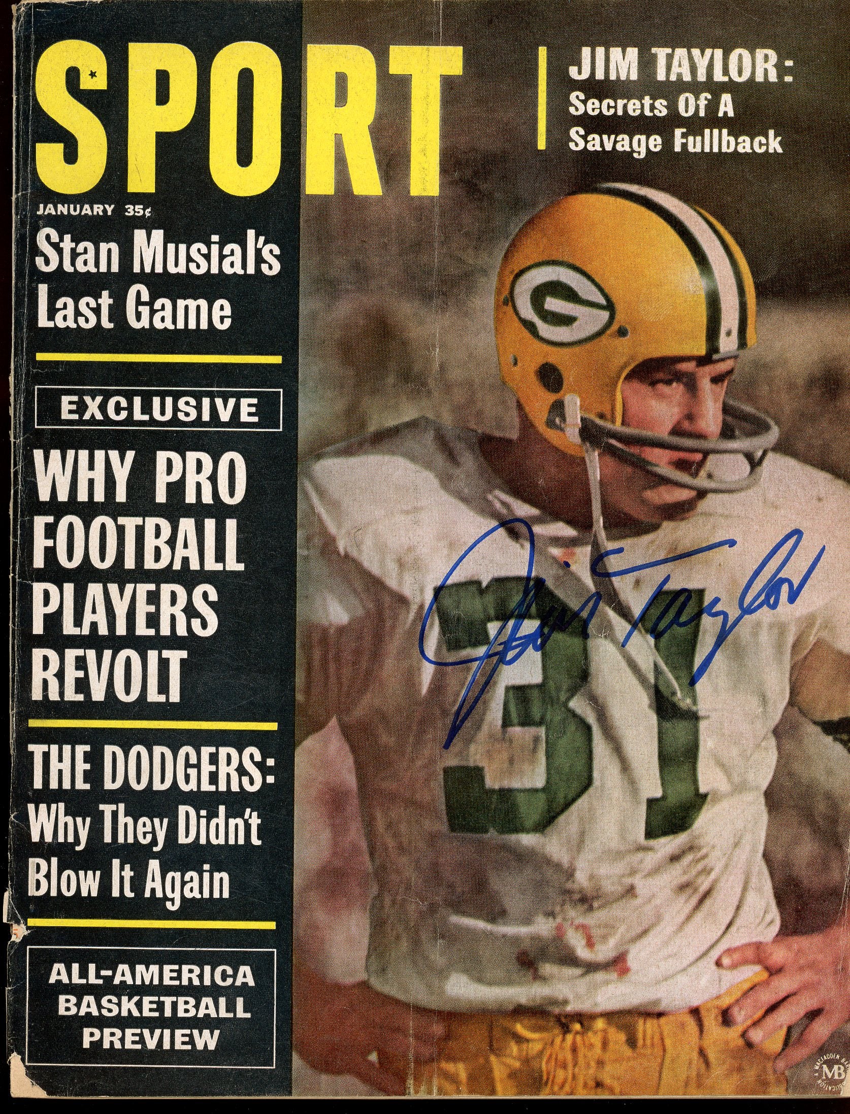 Jim Taylor Packers Autographed Signed 1964 SPORT Magazine JSA Authentic Image 1