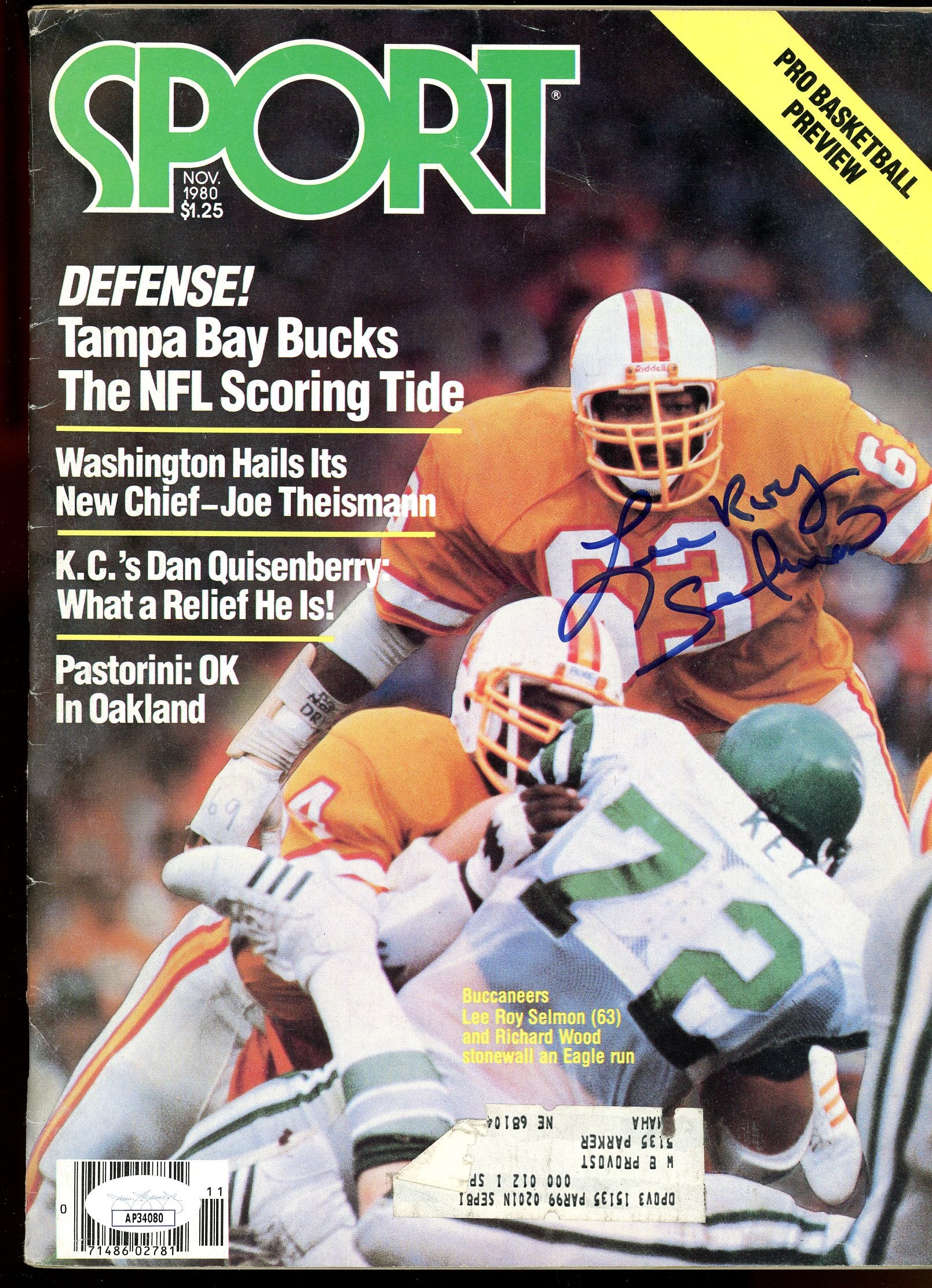 Lee Roy Selmon Buccs Autographed Signed 1980 SPORT Magazine JSA Authentic Image 1