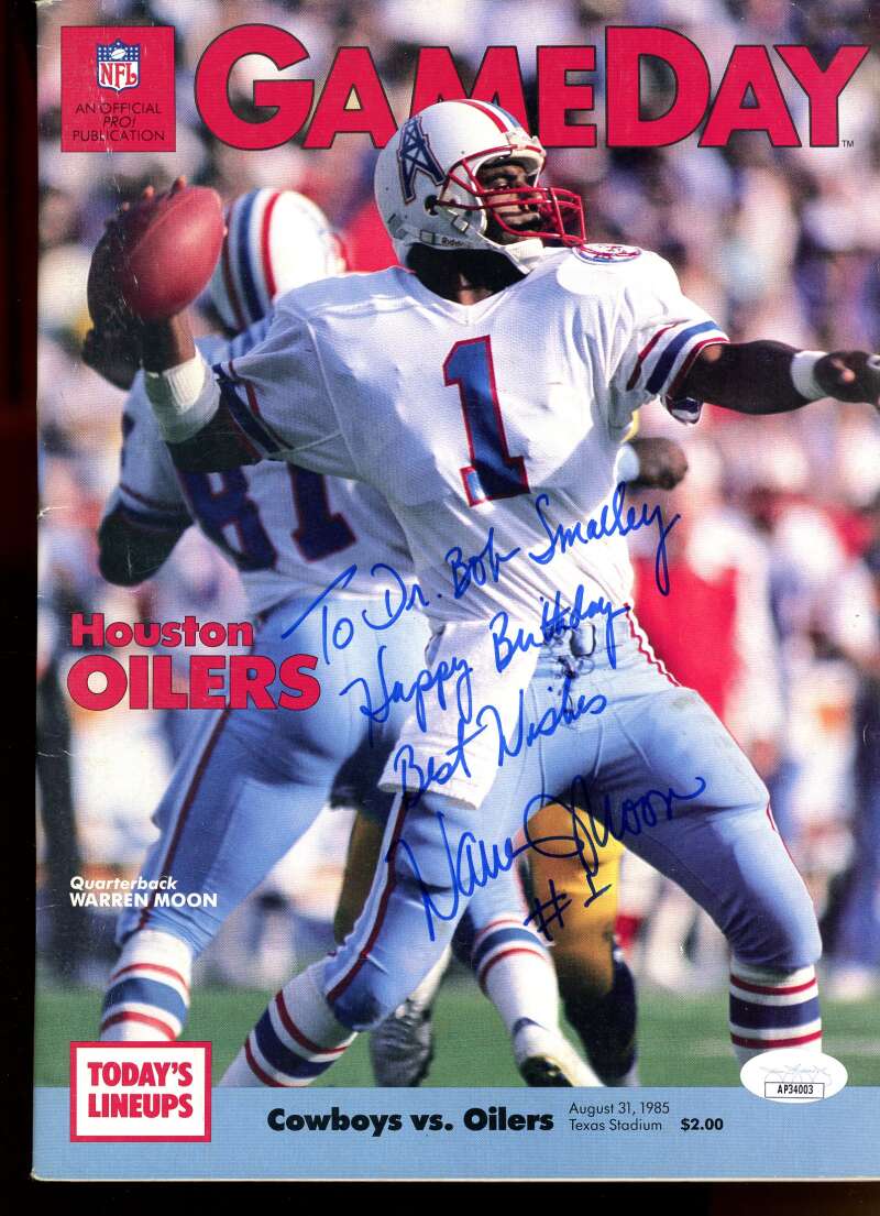 Warren Moon Oilers Autographed Signed 1985 GAMEDAY Magazine JSA Authentic Image 1