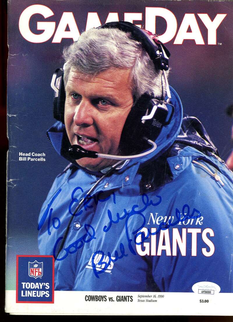 Bill Parcells Giants Autographed Signed 1990 GAMEDAY Magazine JSA Authentic Image 1