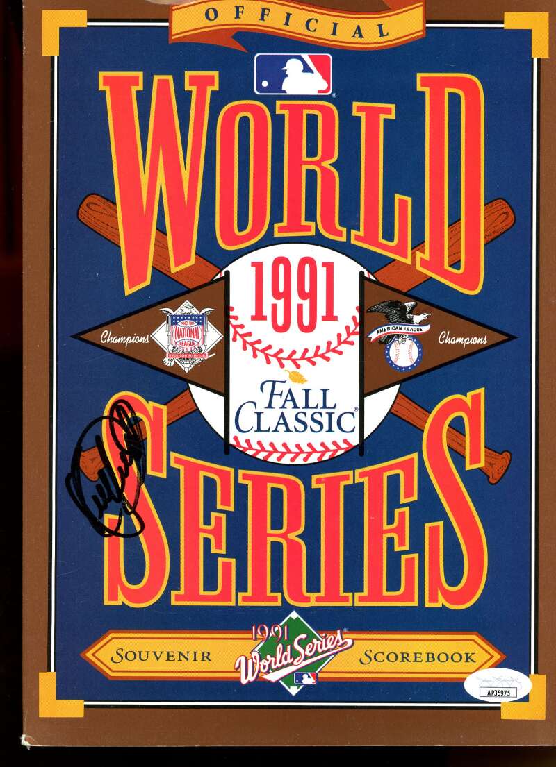 Kirby Puckett Twins Auto Signed 1991 World Series Program JSA Authentic Image 1