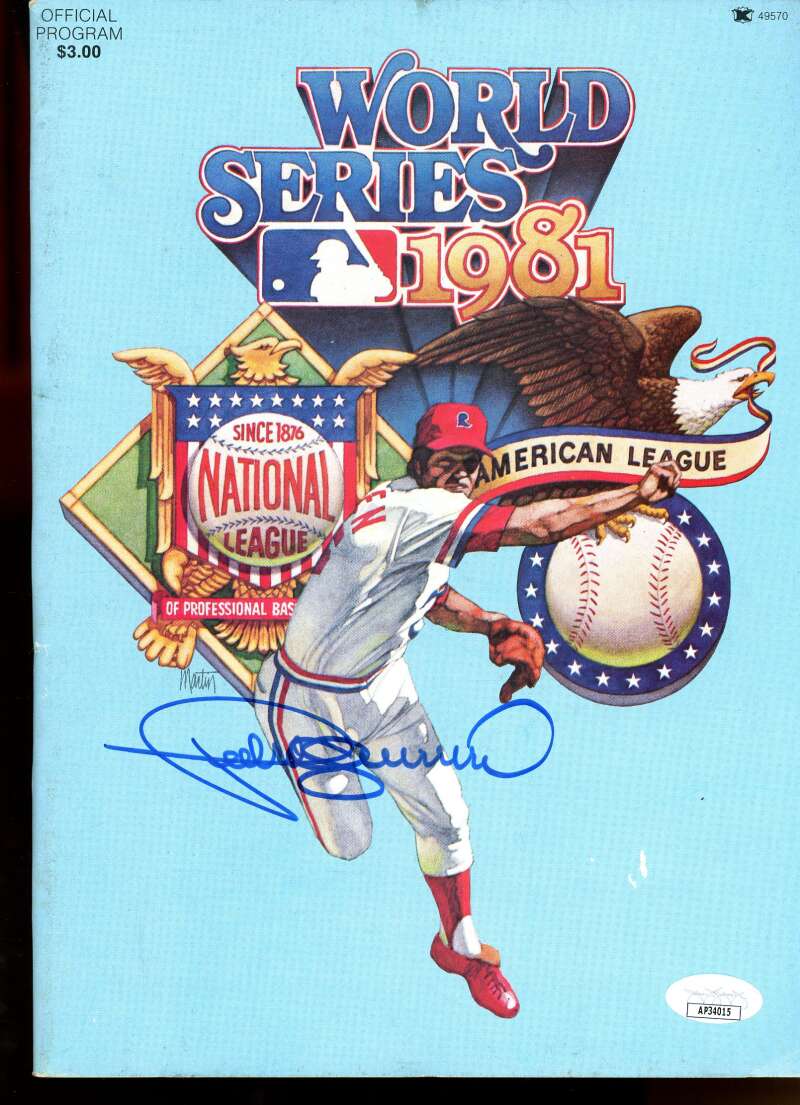 Pedro Guerrero Dodgers Autographed 1981 World Series Program JSA Authentic Image 1