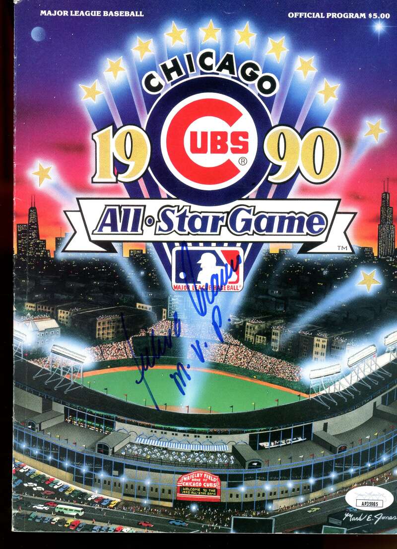 Julio Franco Rangers Auto Signed 1990 All Star Game Program JSA Authentic Image 1