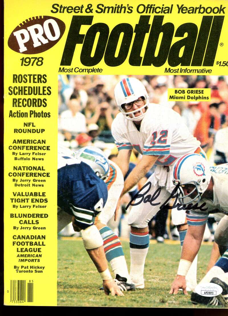 Bob Griese Dolphins Auto Signed 1978 PRO Football Magazine JSA Authentic Image 1