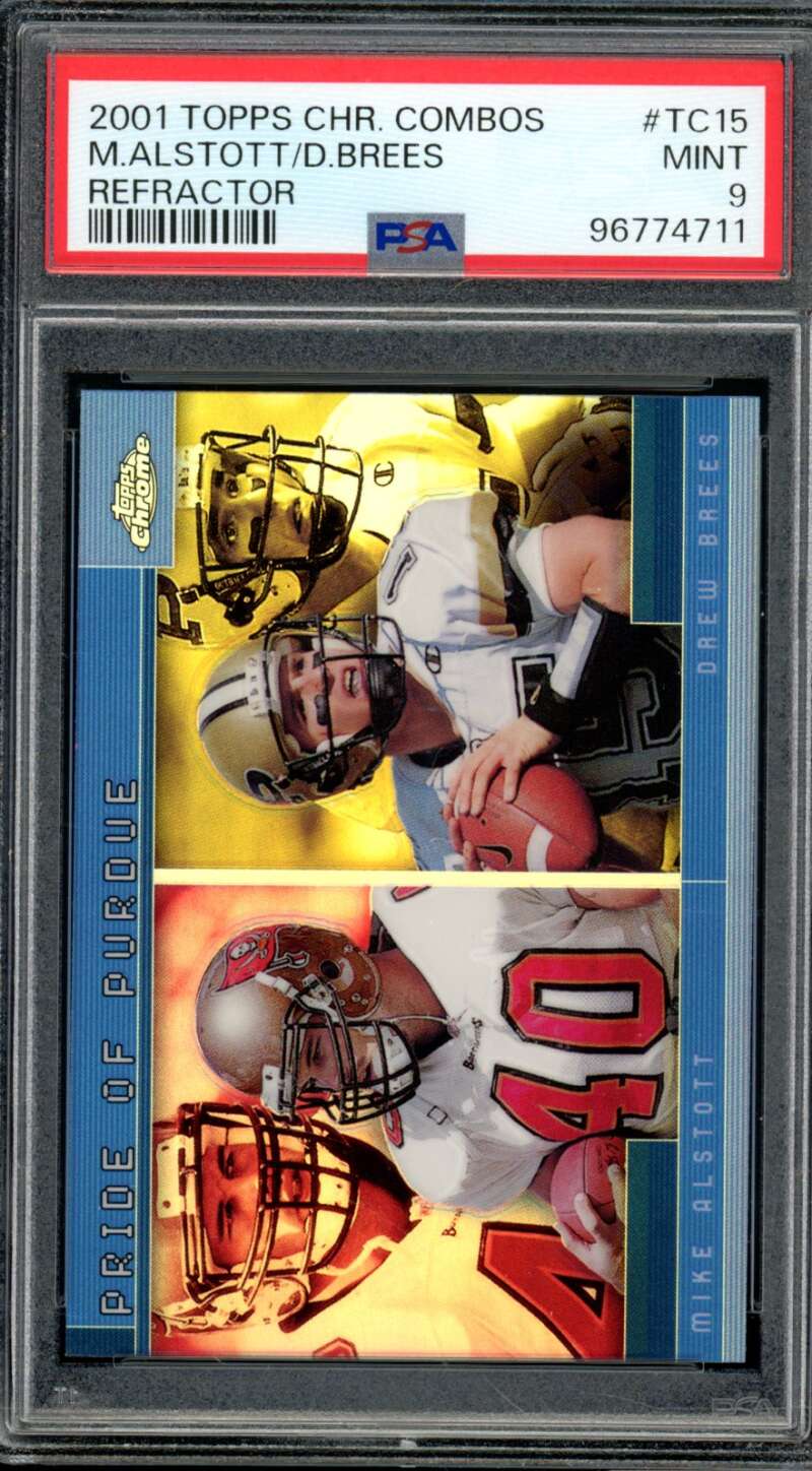 Mike Alstott/Drew Brees Rookie 2001 Topps Chrome Combos Refractor #TC15 PSA 9 Image 1