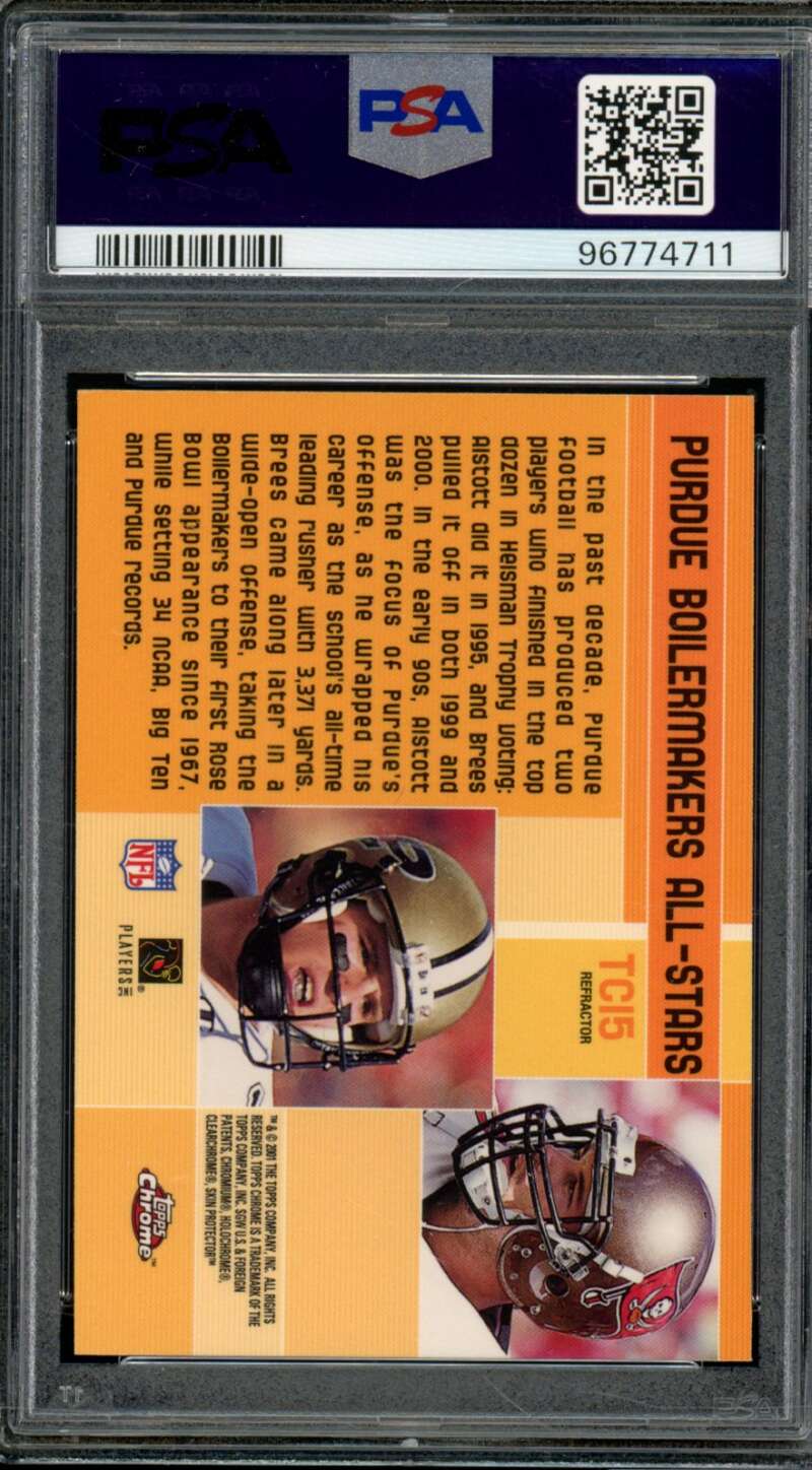 Mike Alstott/Drew Brees Rookie 2001 Topps Chrome Combos Refractor #TC15 PSA 9 Image 2