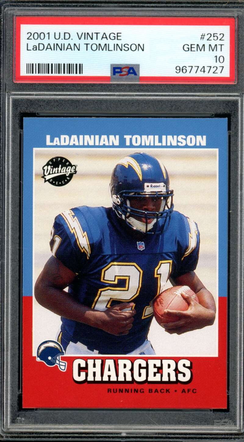 Ladainian Tomlinson Rookie Card 2001 Upper Deck Vintage #252 PSA 10 Image 1