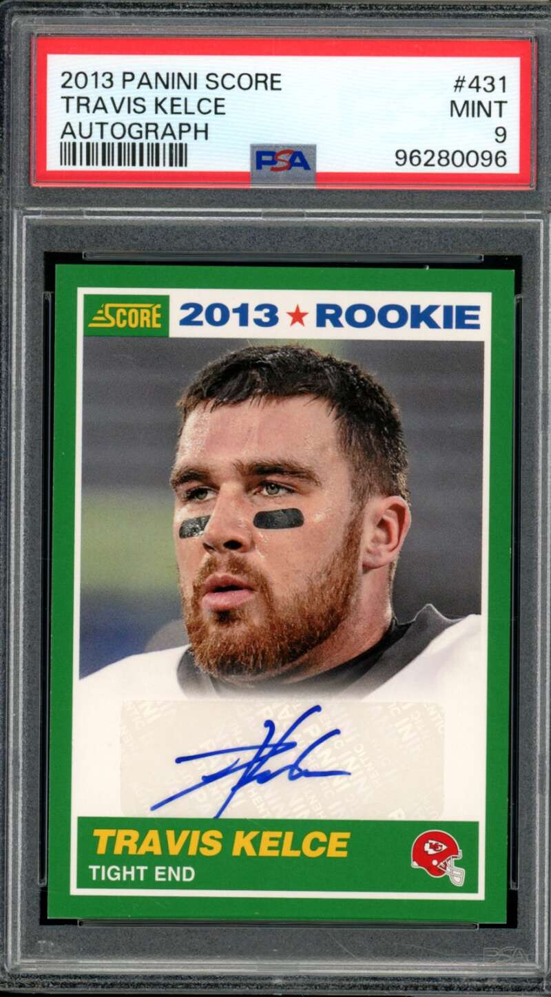 Travis Kelce Rookie Card 2013 Panini Score Autograph #431 PSA 9 Image 1