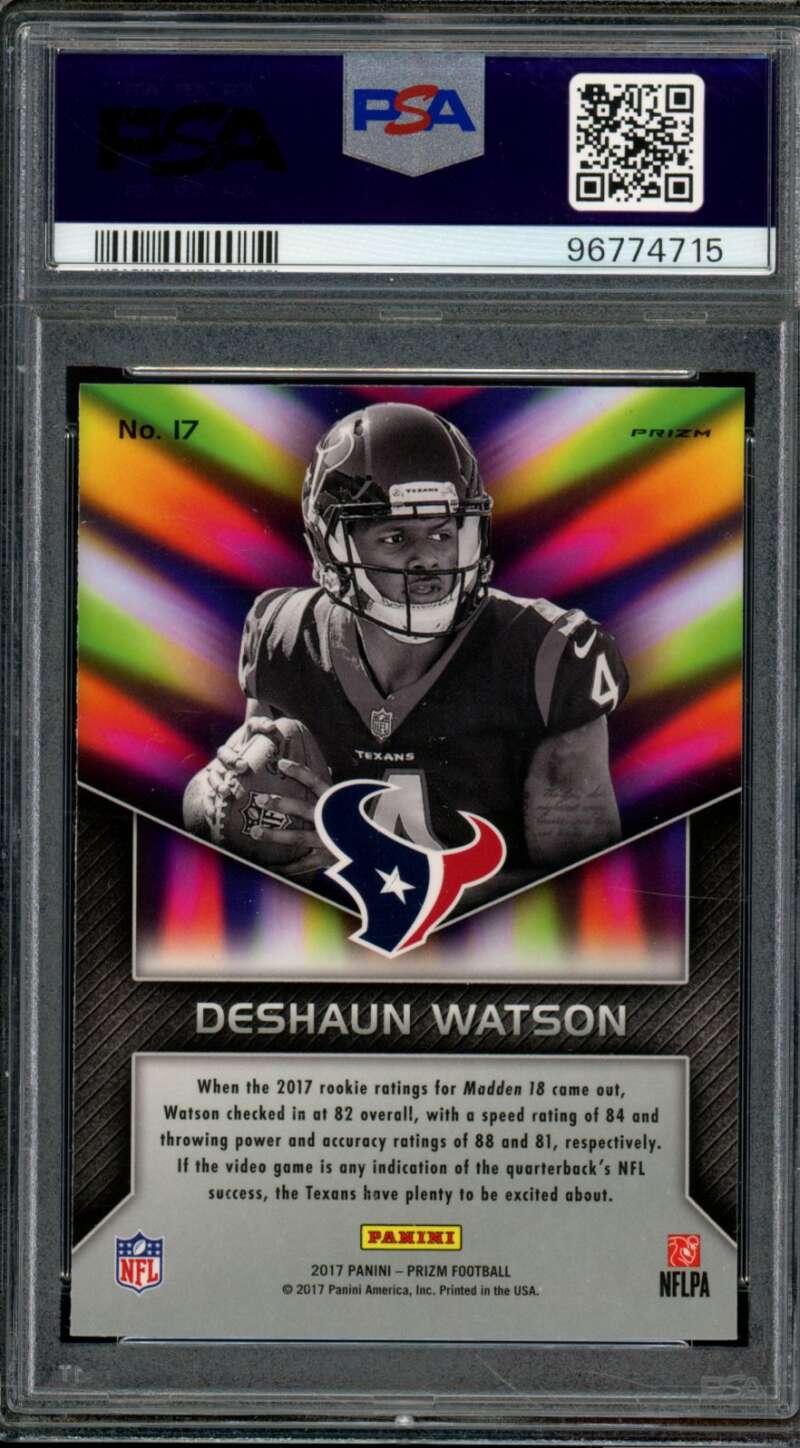 Deshaun Watson Rookie Card 2017 Panini Prizm Instant Impact #17 PSA 10 Image 2