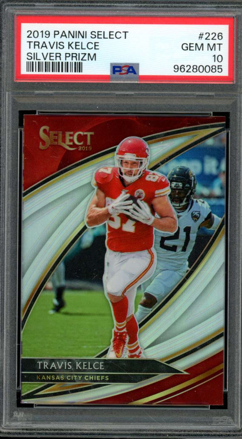 Travis Kelce Card 2019 Panini Select Silver Prizm #226 PSA 10 Image 1