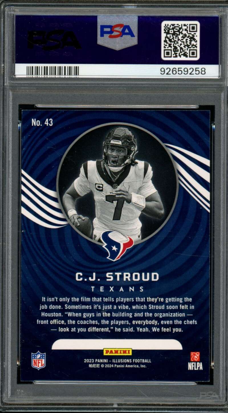 C.J. Stroud Rookie Card 2023 Illusions Trophy Collection Dots #43 PSA 9 Image 2