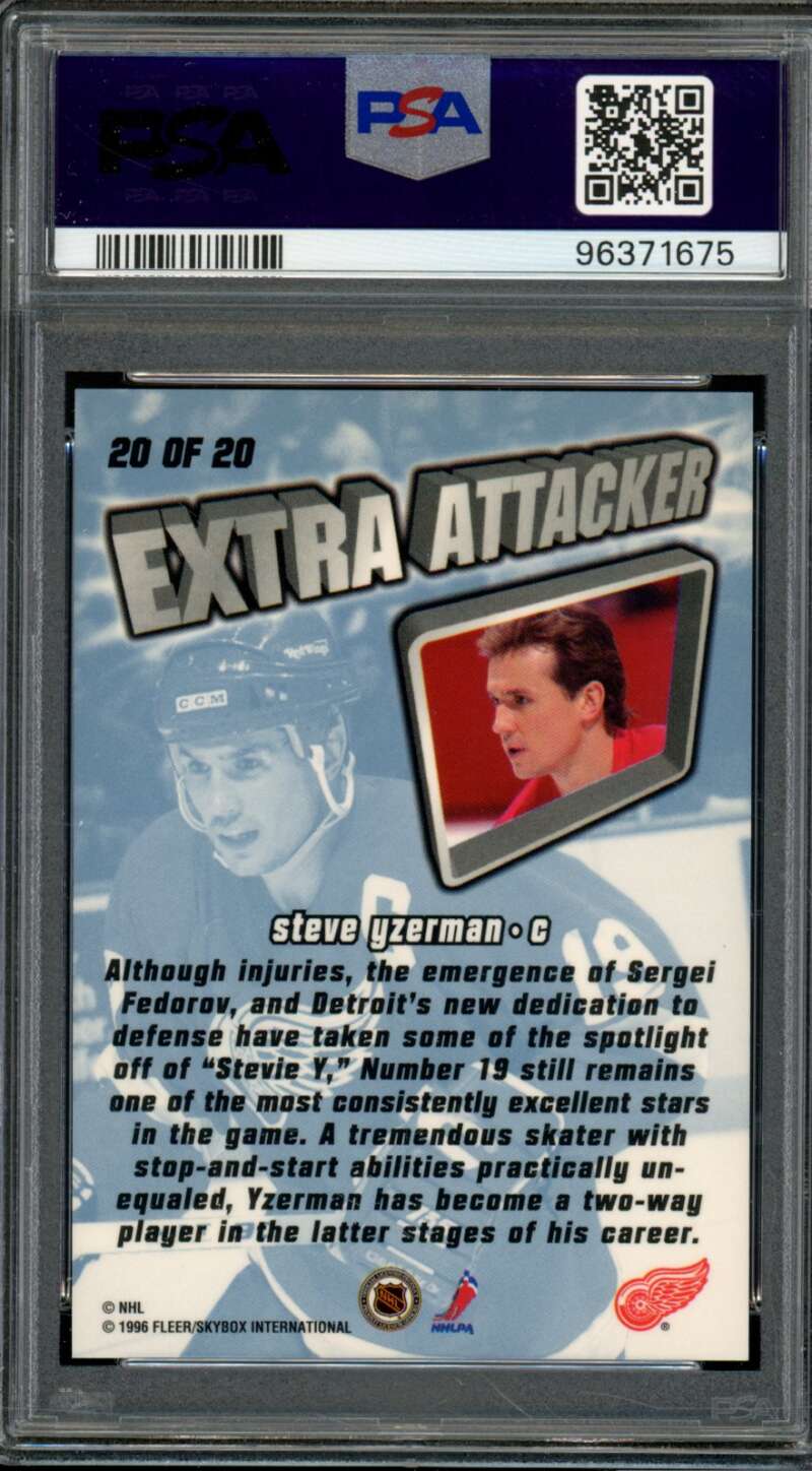 Steve Yzerman Card 1995-96 Ultra Extra Attacker (pop 2) #20 PSA 9 Image 2