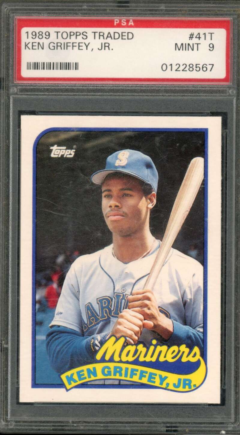 Ken Griffey Jr. Rookie Card 1989 Topps Traded #41T PSA 9 (scratch on holder) Image 1