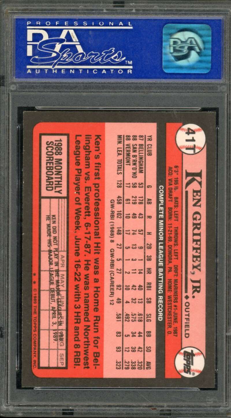 Ken Griffey Jr. Rookie Card 1989 Topps Traded #41T PSA 9 (scratch on holder) Image 2