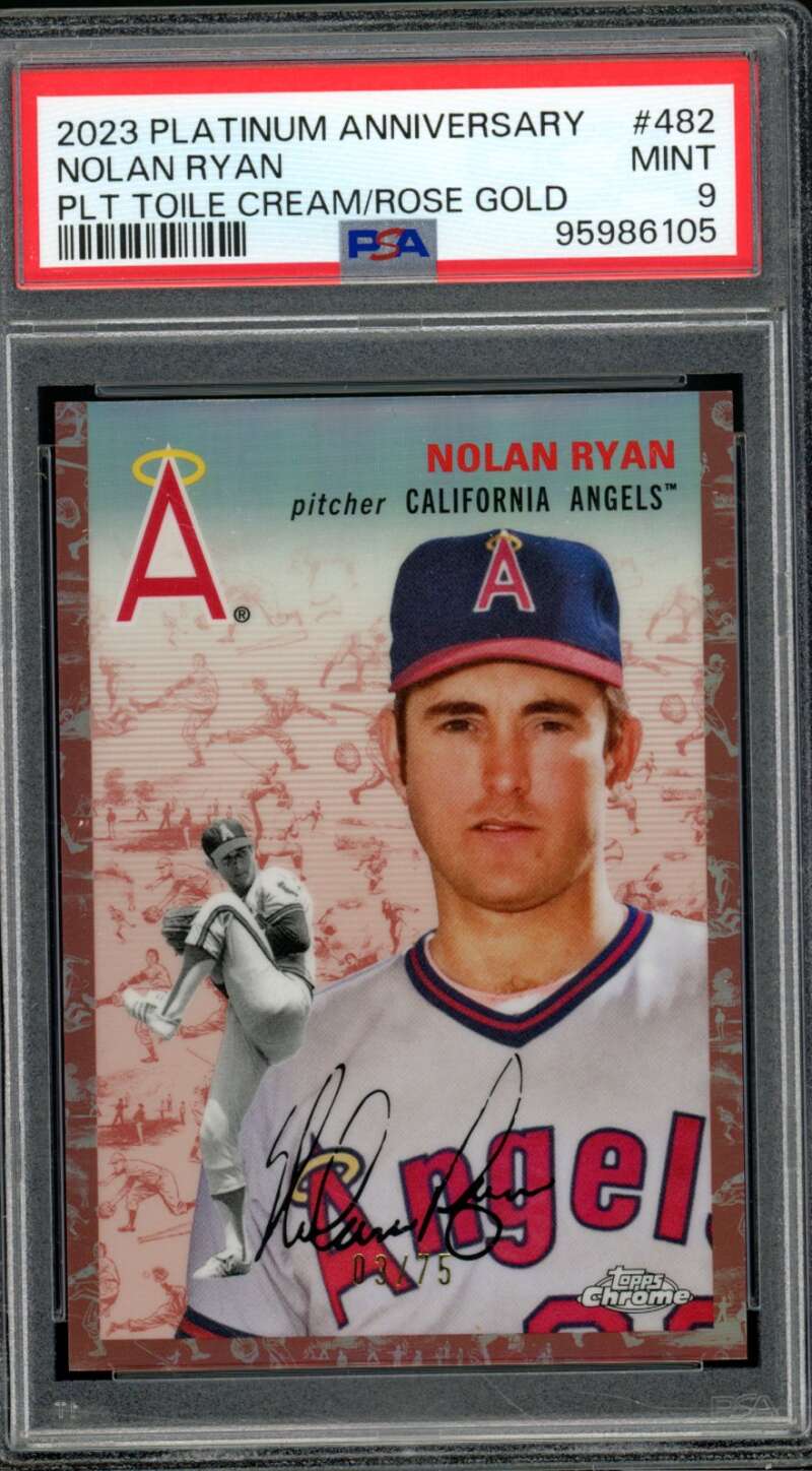 Nolan Ryan Card 2023 Topps Platinum Anniversary Rose Gold (pop 4) #482 PSA 9 Image 1