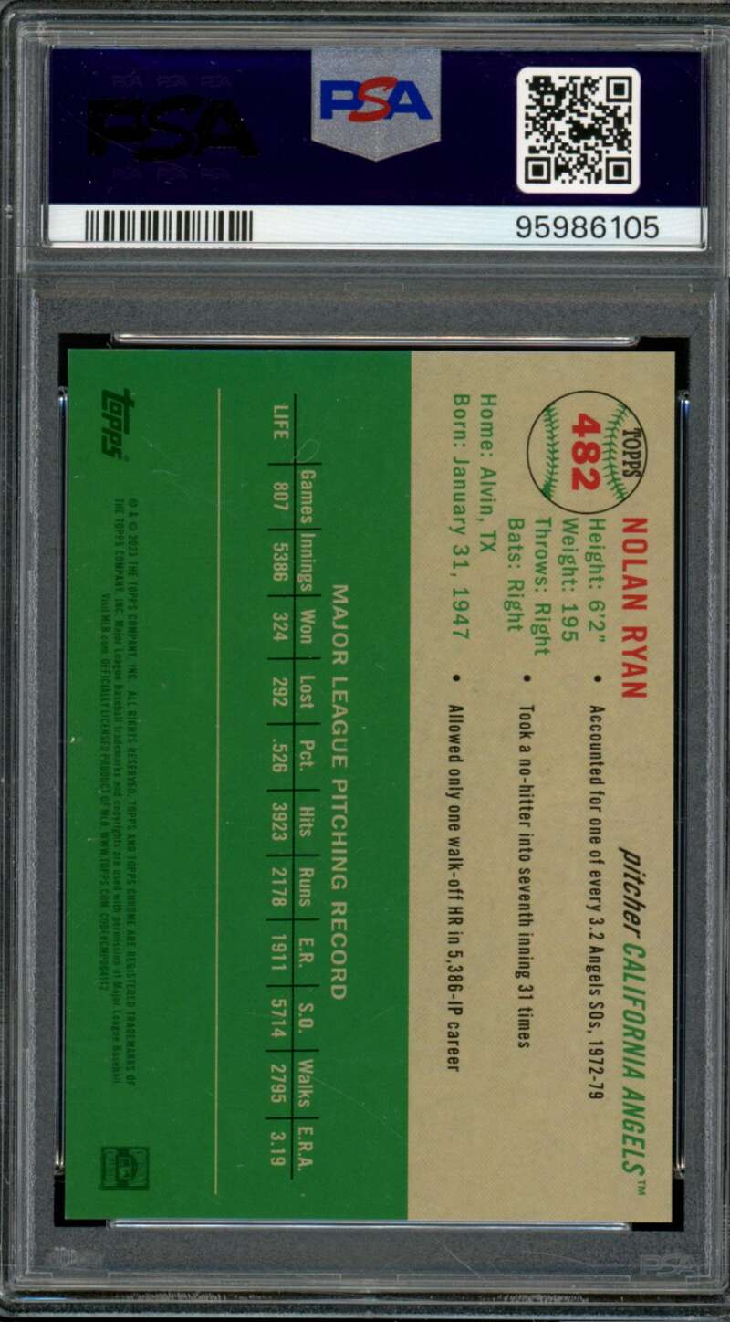 Nolan Ryan Card 2023 Topps Platinum Anniversary Rose Gold (pop 4) #482 PSA 9 Image 2