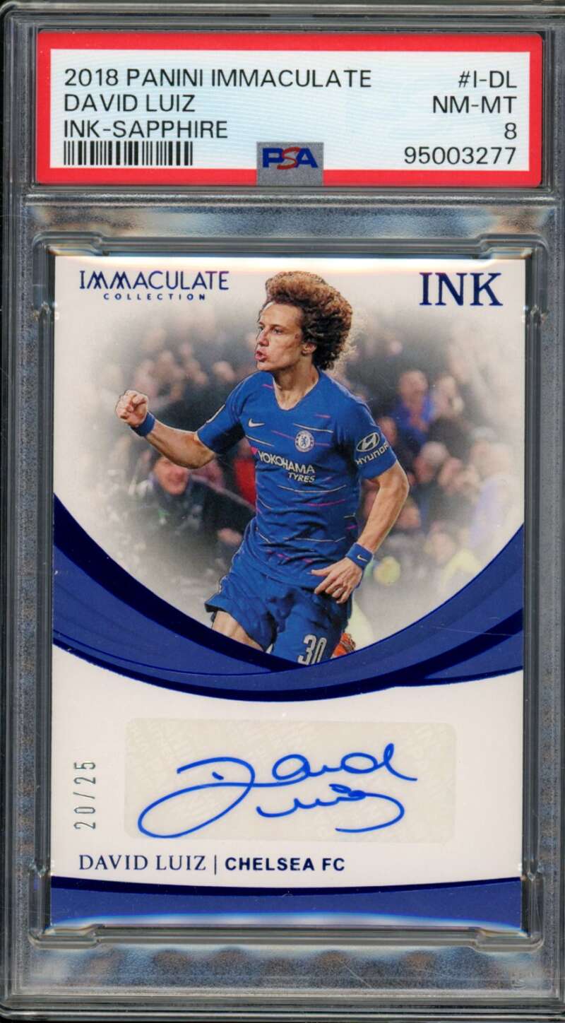 David Luiz Card 2018-19 Panini Immaculate Ink Sapphire (pop 1) #I-Dl PSA 8 Image 1