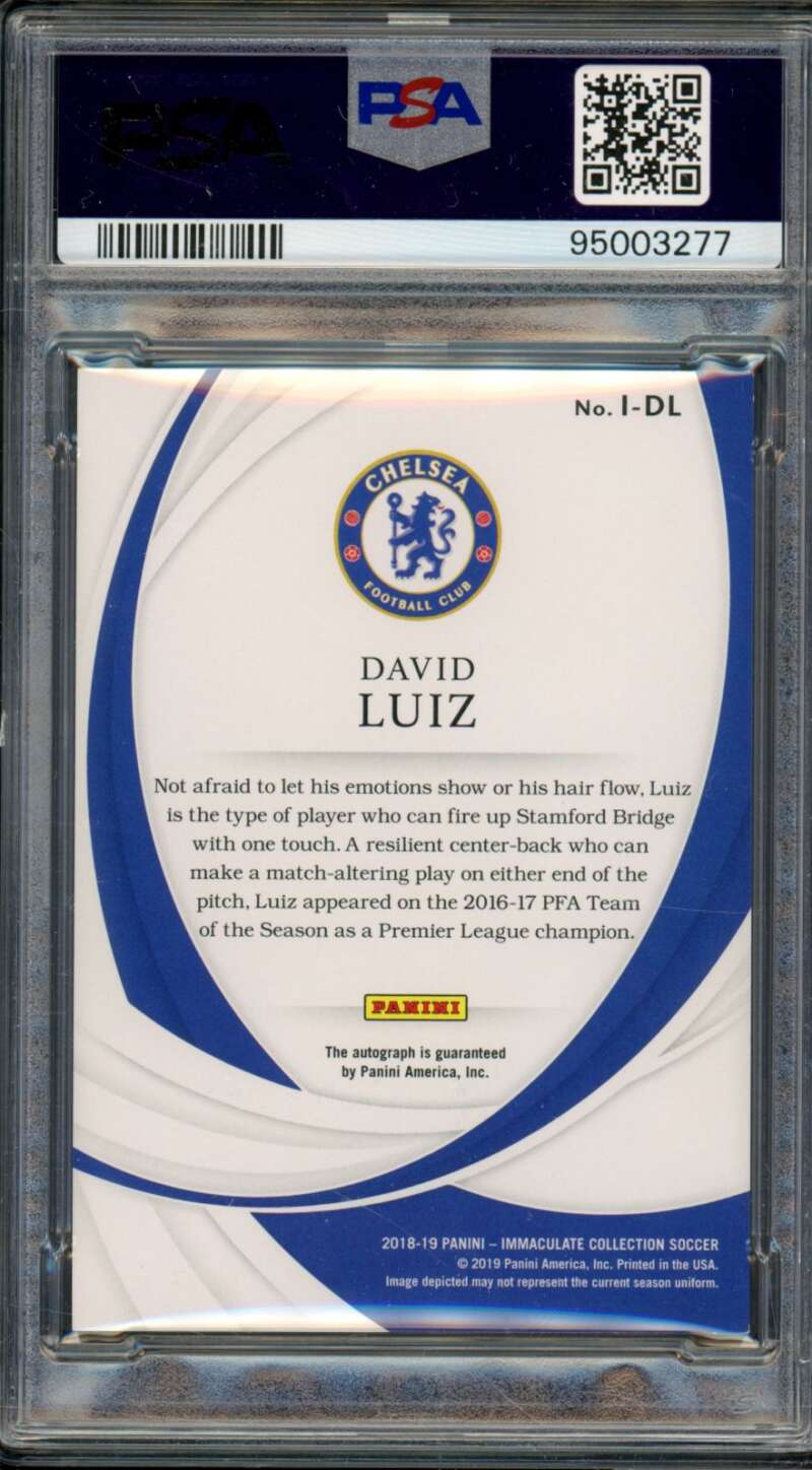 David Luiz Card 2018-19 Panini Immaculate Ink Sapphire (pop 1) #I-Dl PSA 8 Image 2