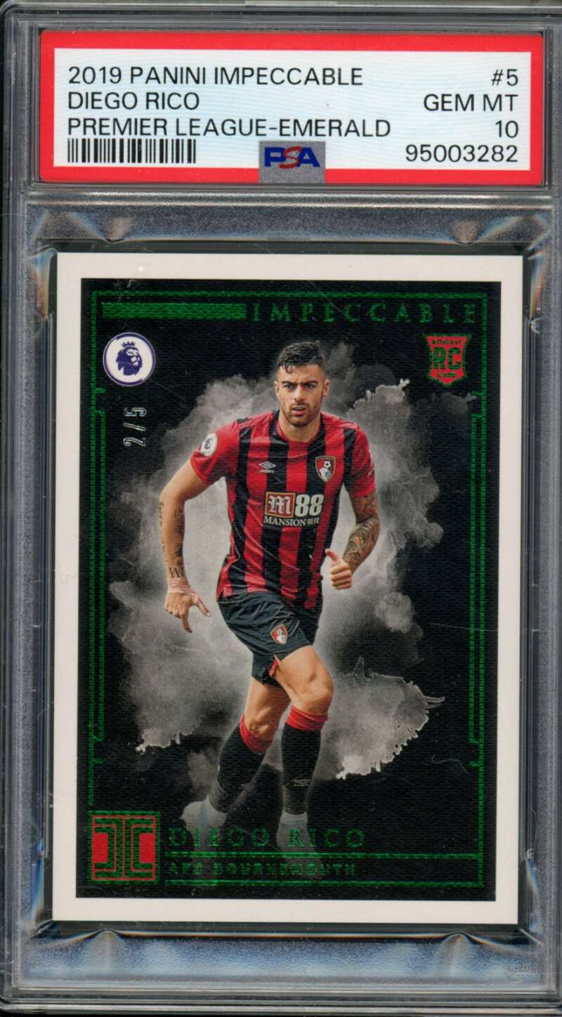 Diego Rico Rookie 2019 Panini Impeccable Premier League Emerad (2/5) #5 PSA 10 Image 1