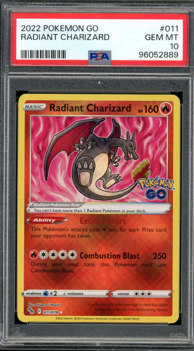 Radiant Charizard Card 2022 Pokemon Go #011 PSA 10 Image 1