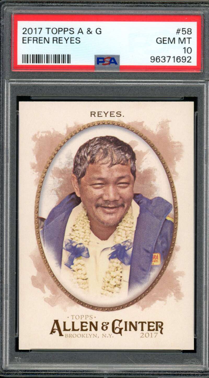 Efren Reyes Rookie Card 2017 Topps Allen Ginter Billiards #58 PSA 10 Image 1