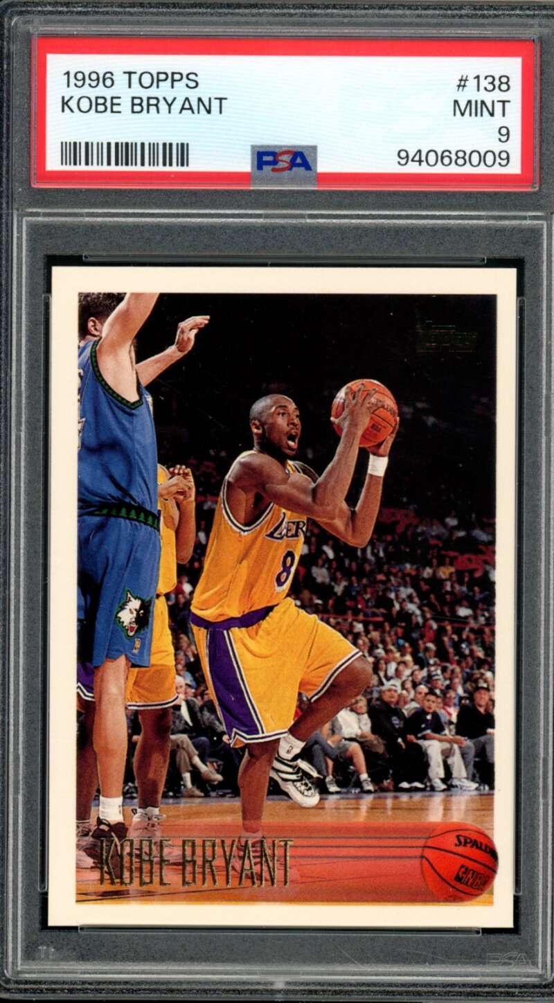 Kobe Bryant Rookie Card 1996-97 Topps #138 PSA 9 Image 1