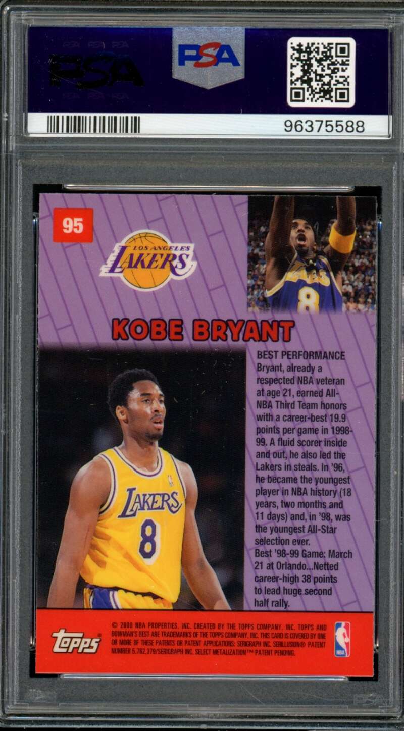 Kobe Bryant Card 1999-00 Bowman's Best #95 PSA 9 Image 2