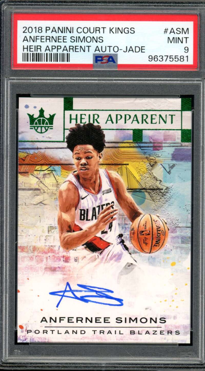 Anfernee Simons Rookie 2018-19 Court Kings Heir Apparent Auto (pop 2) #ASM PSA 9 Image 1