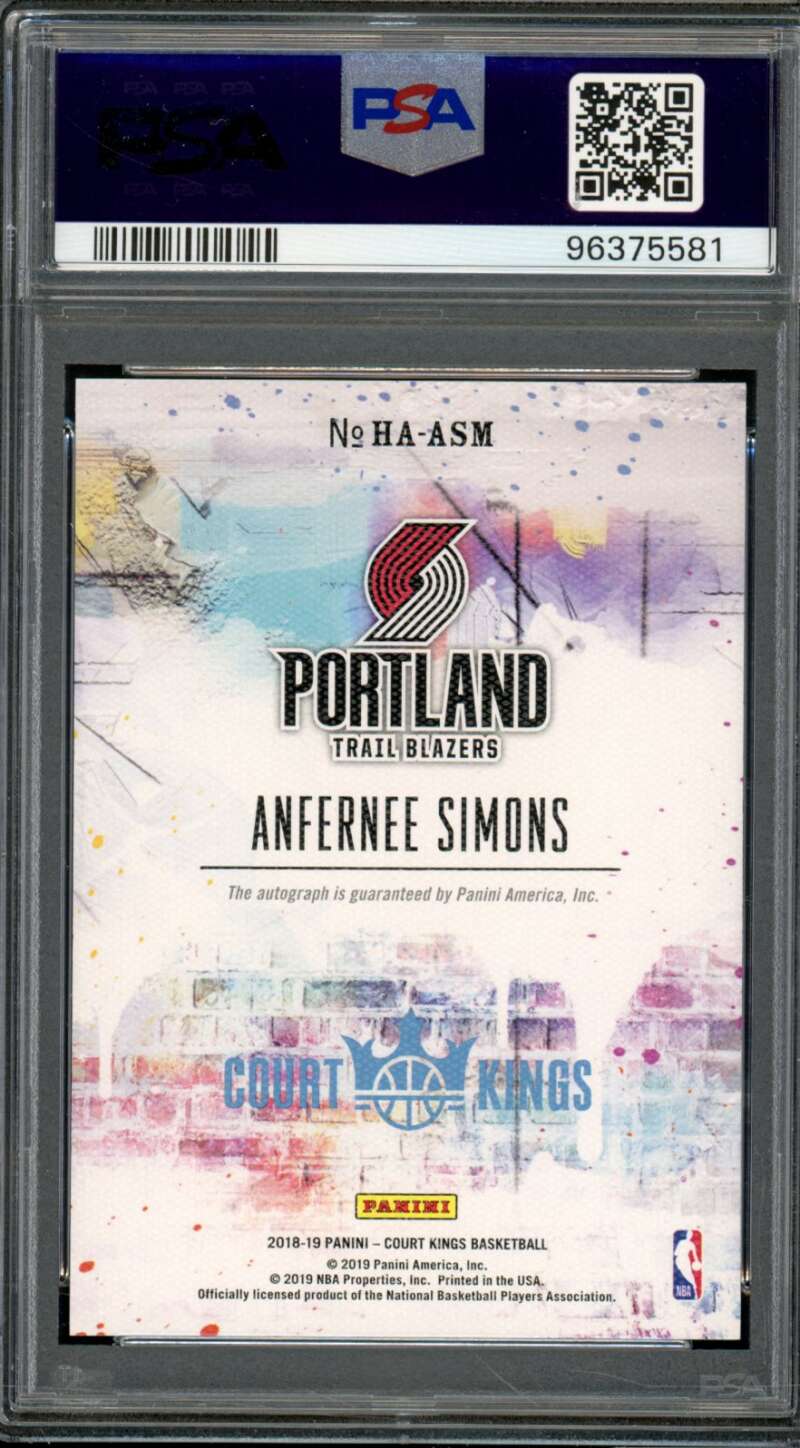 Anfernee Simons Rookie 2018-19 Court Kings Heir Apparent Auto (pop 2) #ASM PSA 9 Image 2