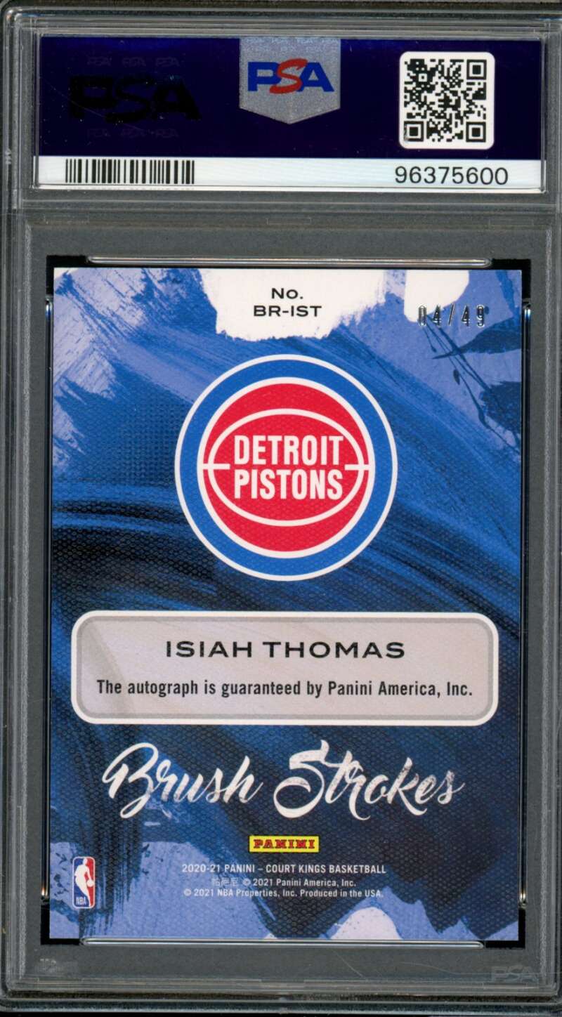 Isiah Thomas 2020-21 Court Kings Brush Strokes Auto Ruby (pop 1) #Brist PSA 9 Image 2