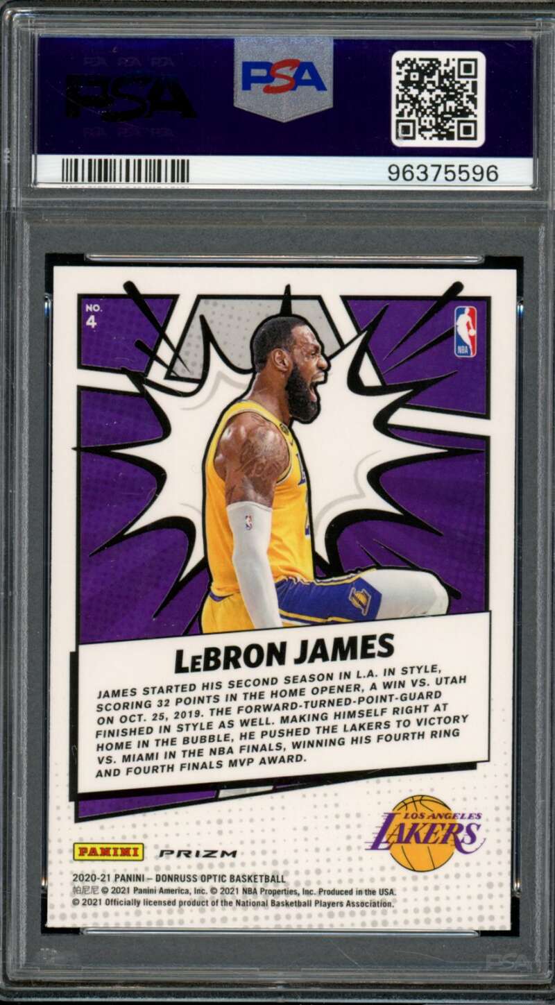 LeBron James Card 2020-21 Donruss Optic My House Holo #4 PSA 9 Image 2