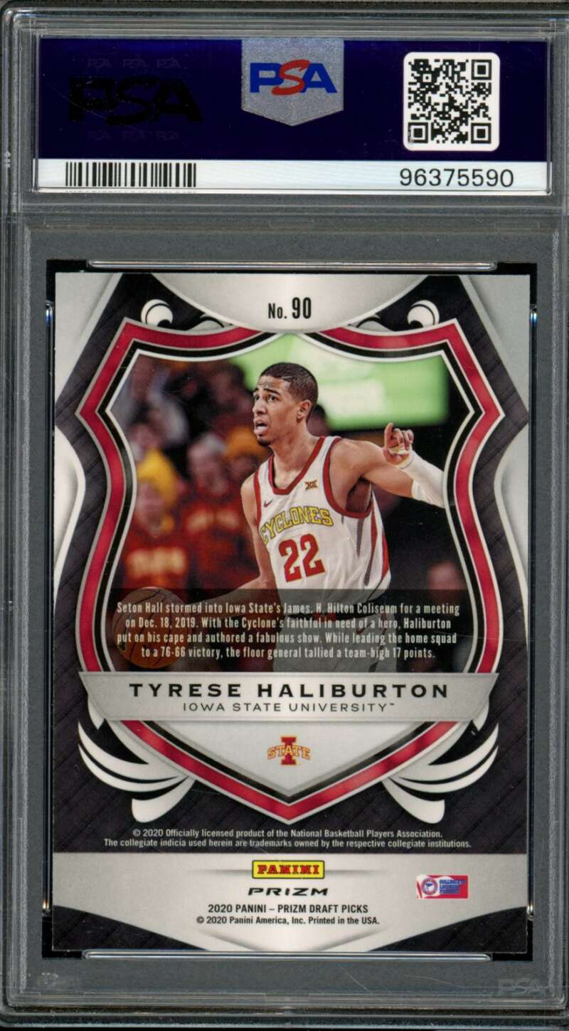 Tyrese Haliburton Rookie Card 2020-21 Panini Prizm DP Green Prizm #90 PSA 10 Image 2