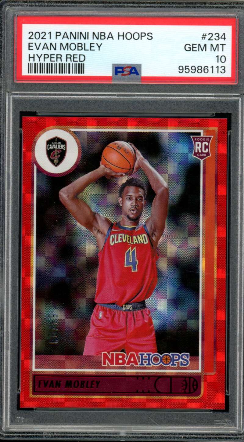 Evan Mobley Rookie Card 2021-22 Panini NBA Hoops hyper Red (pop 5) #234 PSA 10 Image 1