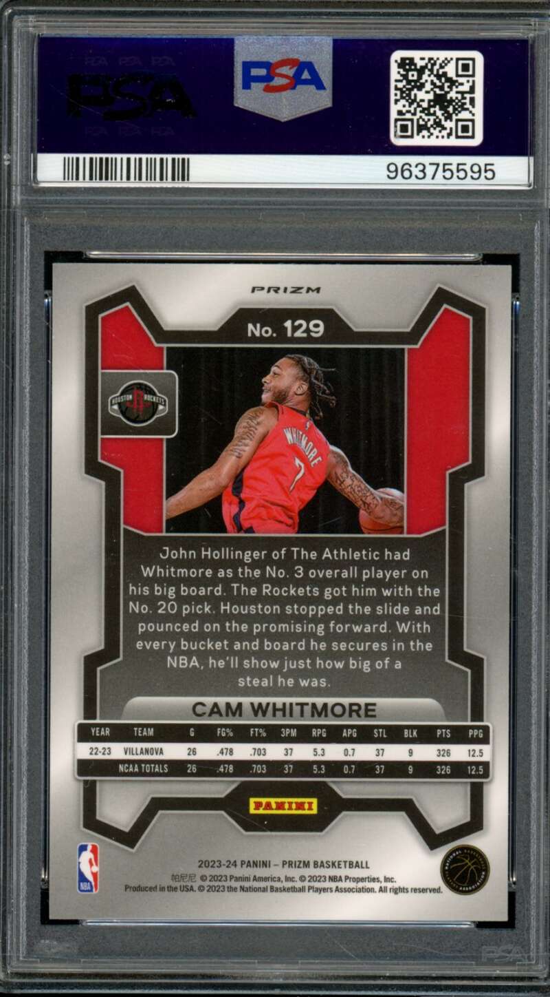 Cam Whitmore Rookie Card 2023-24 Prizm #129 PSA 10 Image 2