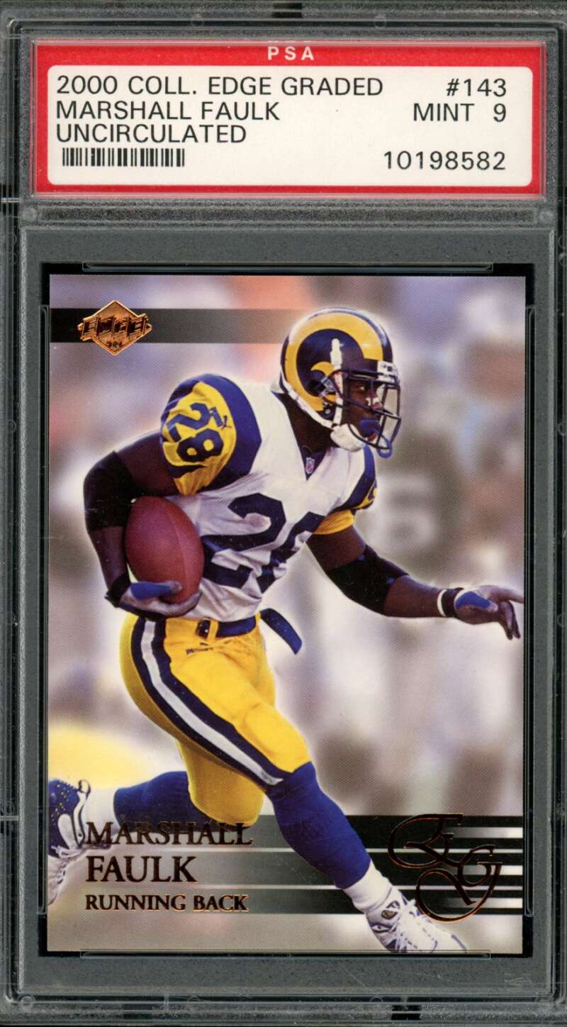 Marshall Faulk Card 2000 Coll. Edge Graded Uncirculated #143 PSA 9 Image 1