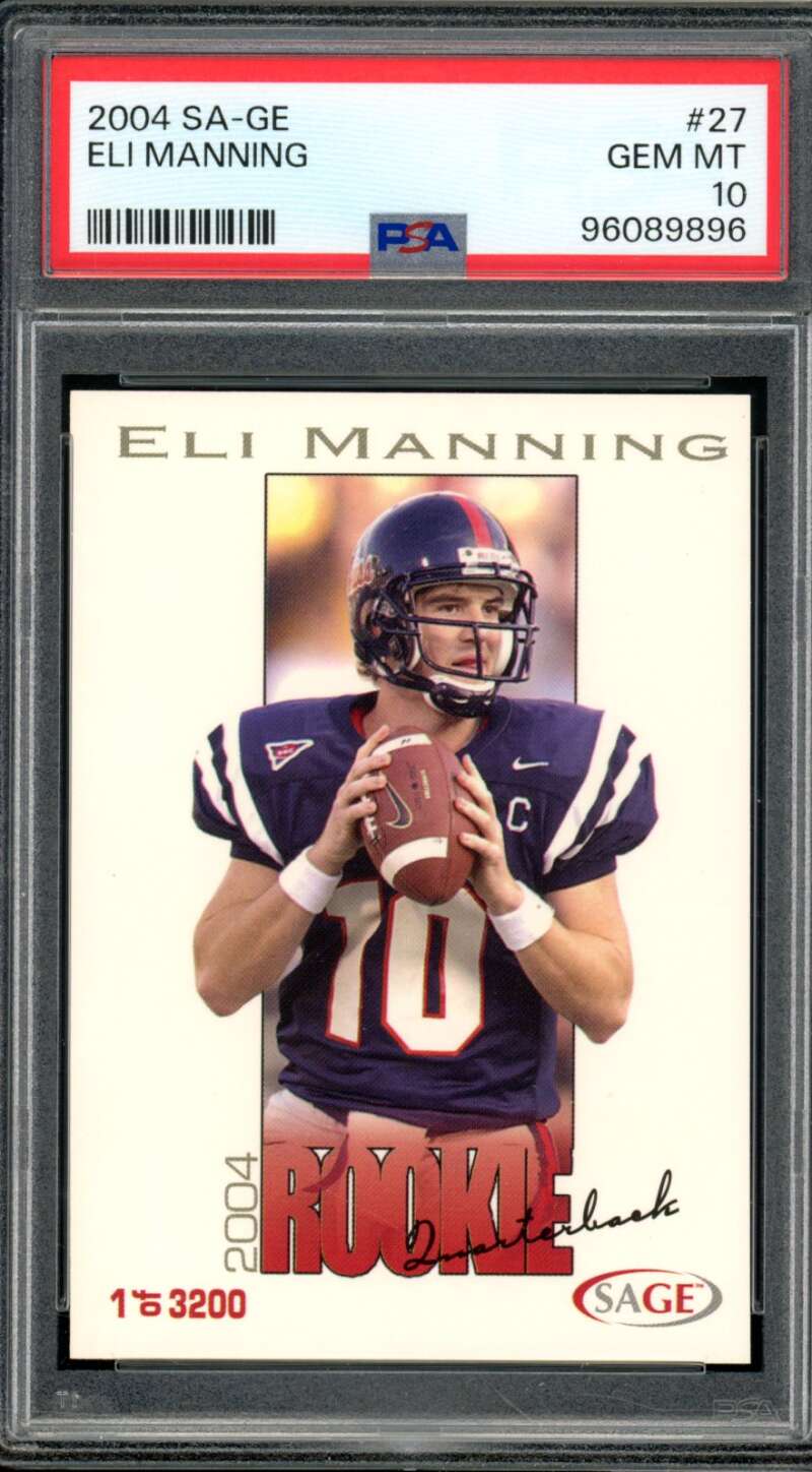 Eli Manning Rookie Card 2004 Sa-Ge #27 PSA 10 Image 1