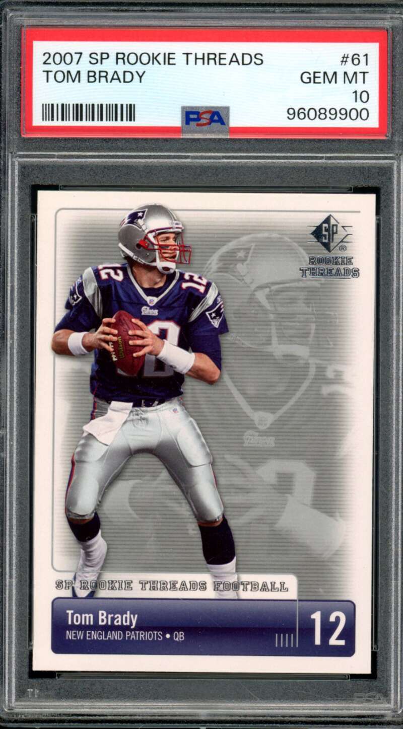 Tom Brady Card 2007 Sp Rookie Threads #61 PSA 10 Image 1