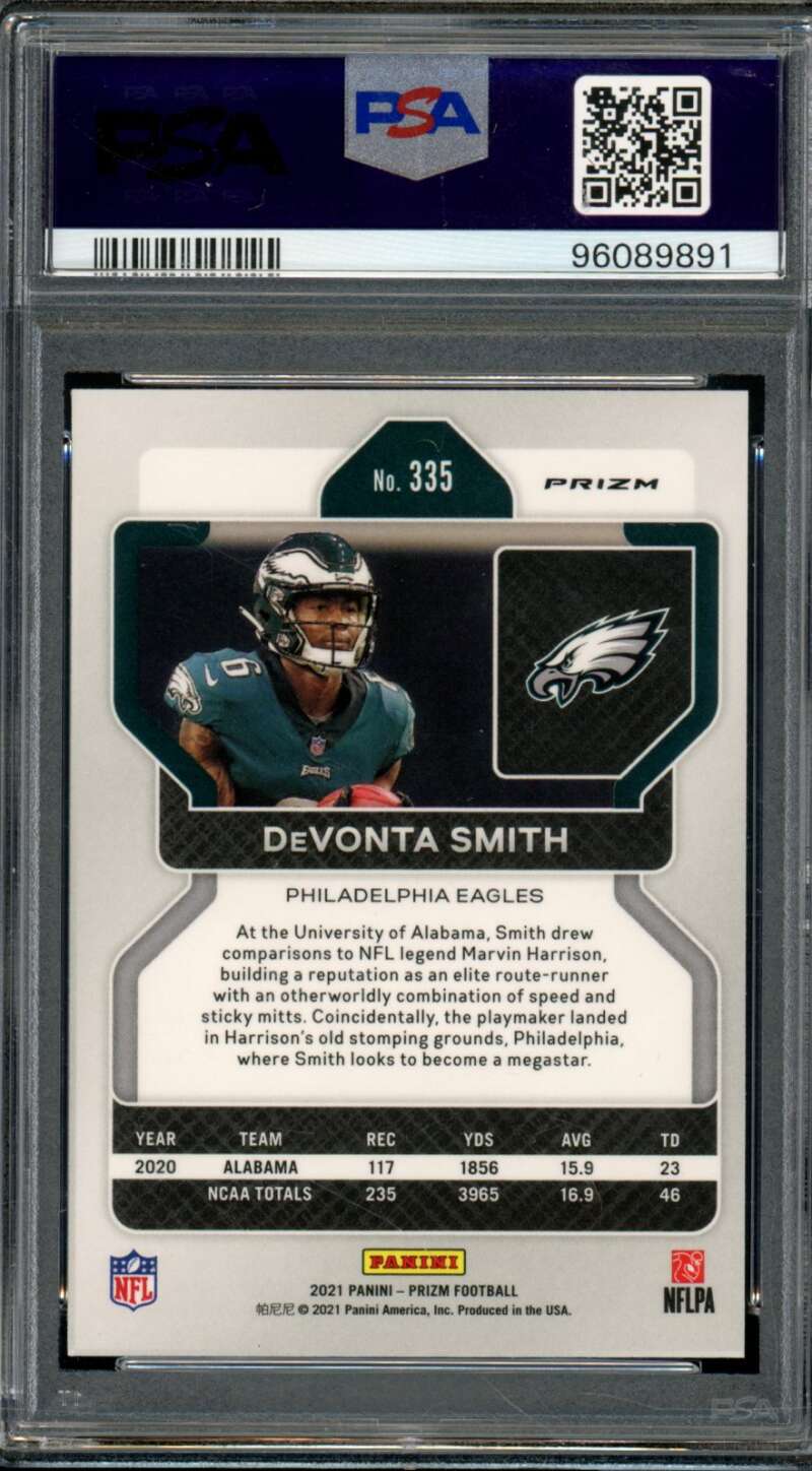 DeVonta Smith Rookie Card 2021 Prizm #335 PSA 10 Image 2