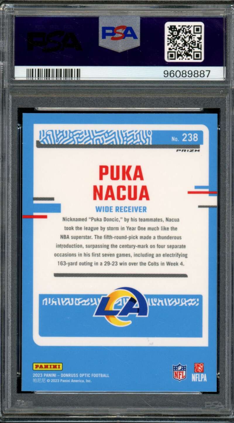 Puka Nacua Rookie Card 2023 Donruss Optic #238 PSA 9 Image 2