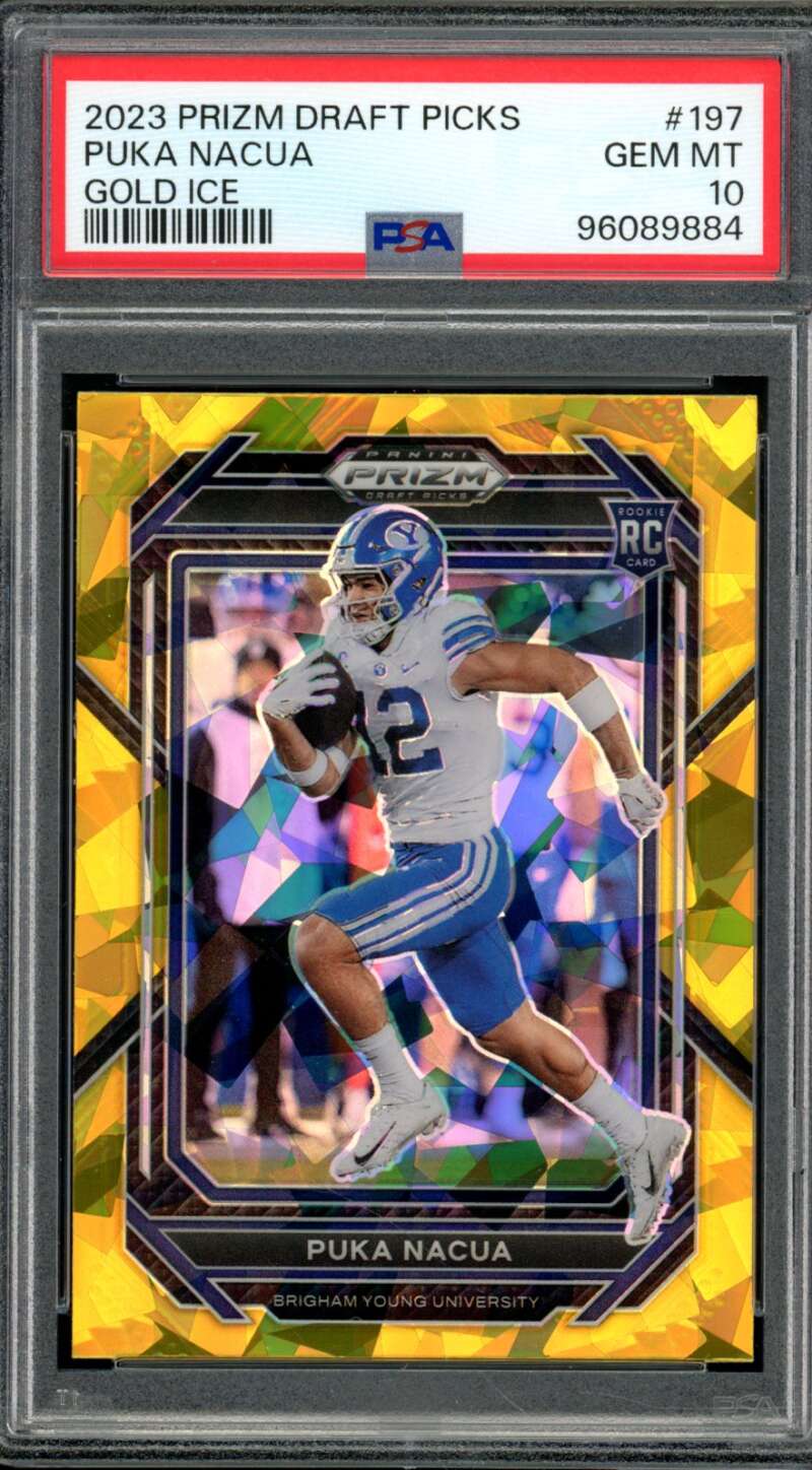 Puka Nacua Rookie Card 2023 Prizm Draft Picks #197 PSA 10 Image 1