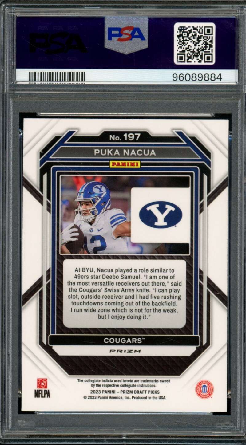 Puka Nacua Rookie Card 2023 Prizm Draft Picks #197 PSA 10 Image 2