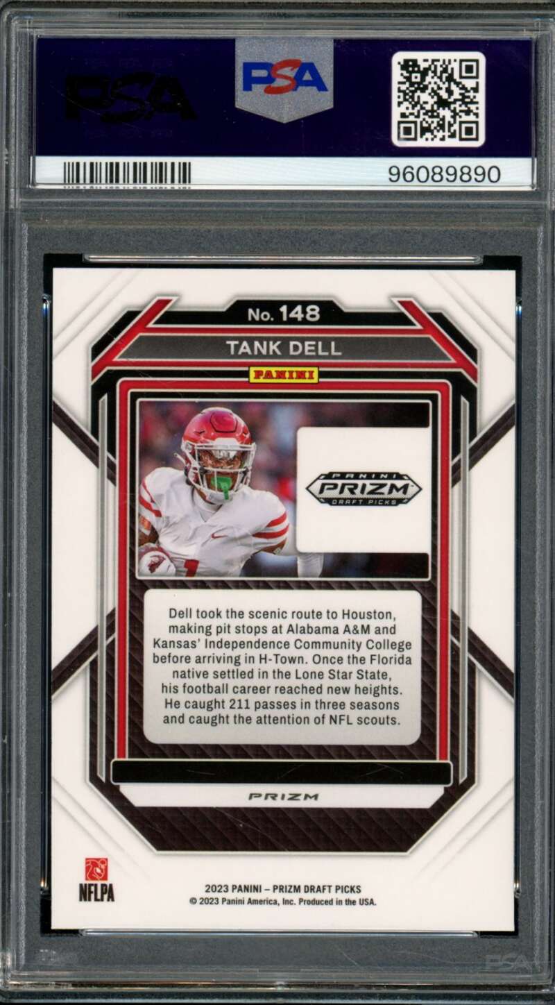 Tank Dell Rookie Card 2023 Prizm Draft Picks Green Prizm (pop 2) #148 PSA 10 Image 2